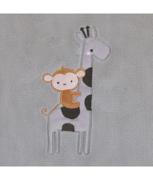 Jungle Ride  Adventure Awaits Monkey and Giraffe Applique Super Soft Baby Blanket