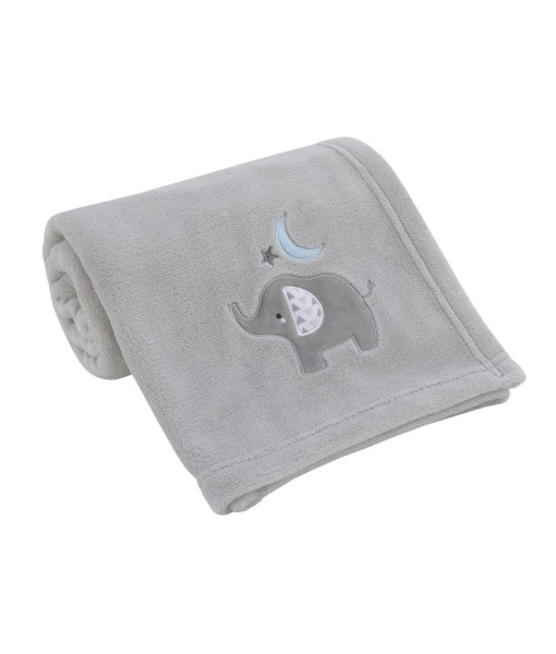 Elephant Stroll Star and Moon Applique Super Soft Baby Blanket