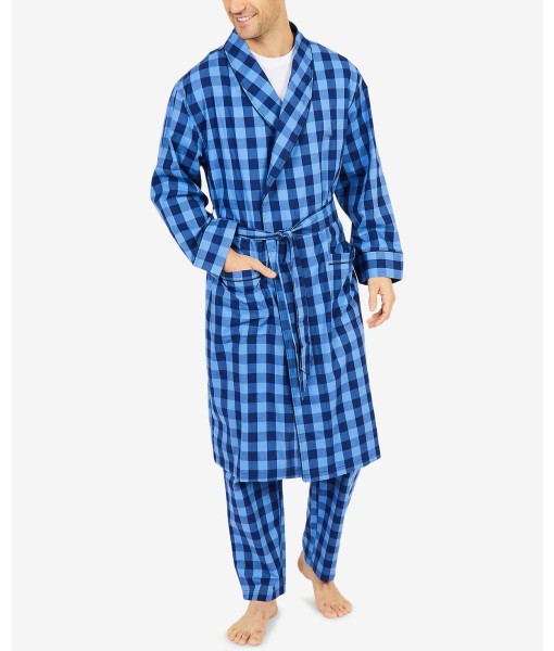 Men's Buffalo Plaid Shawl-Collar Cotton Robe