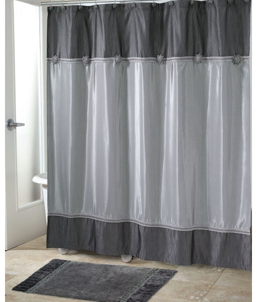 Braided Medallion Colorblocked Granite Shower Curtain